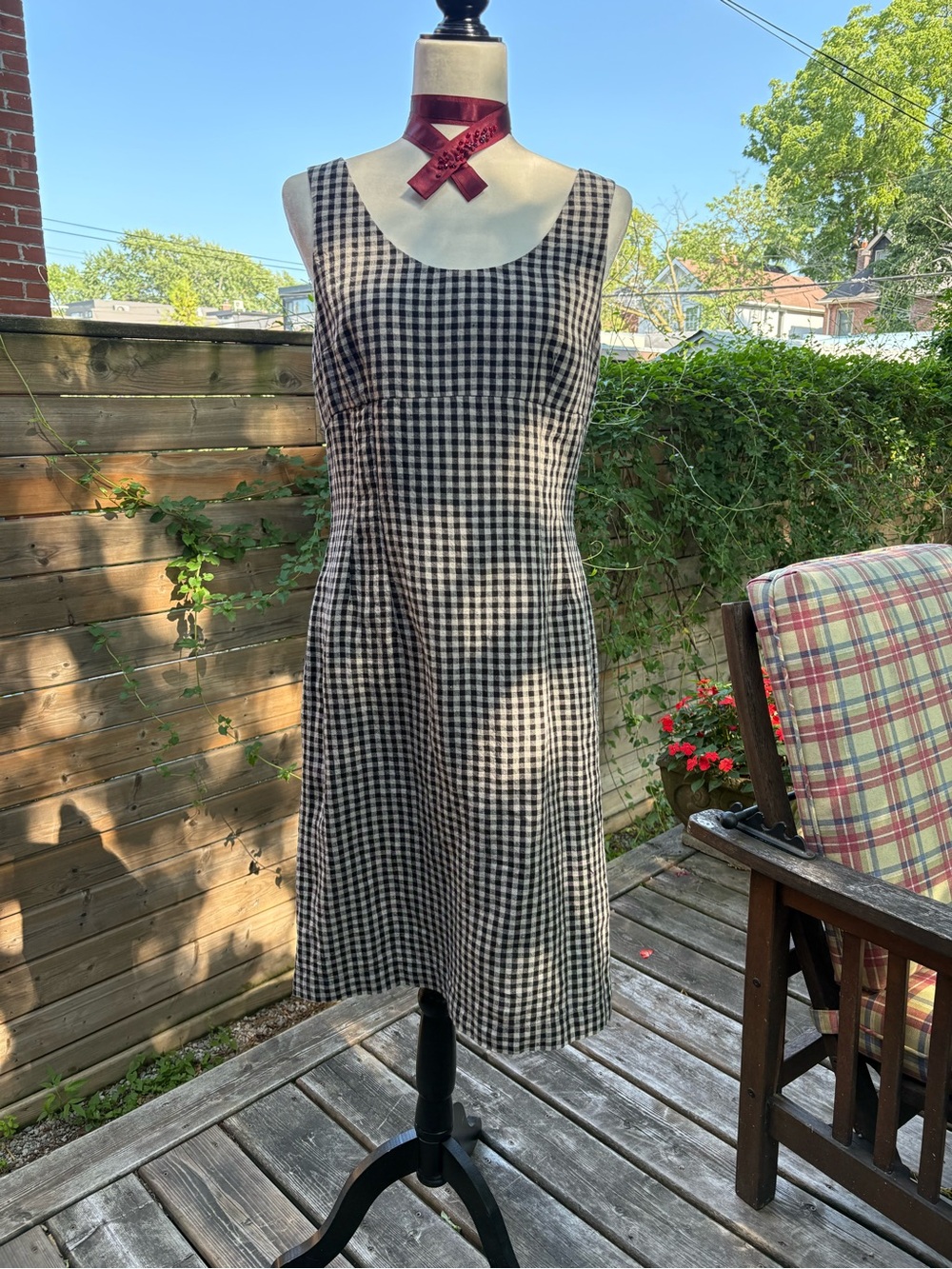 Comrags | Sleeveless Black and White Gingham Midi Dress